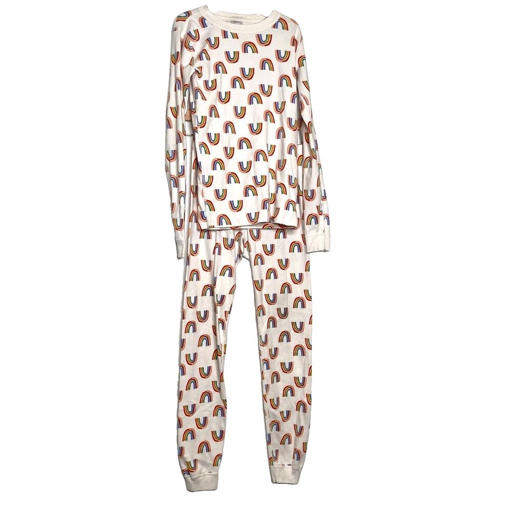Hanna Andersson All-Over Colorful Rainbow Pajama Set Kids Size 12
